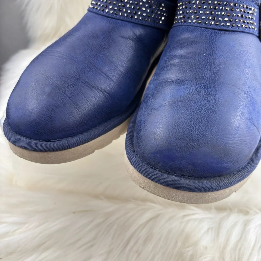 UGG Blue Winter Boots with Shearling and Studded Strap
